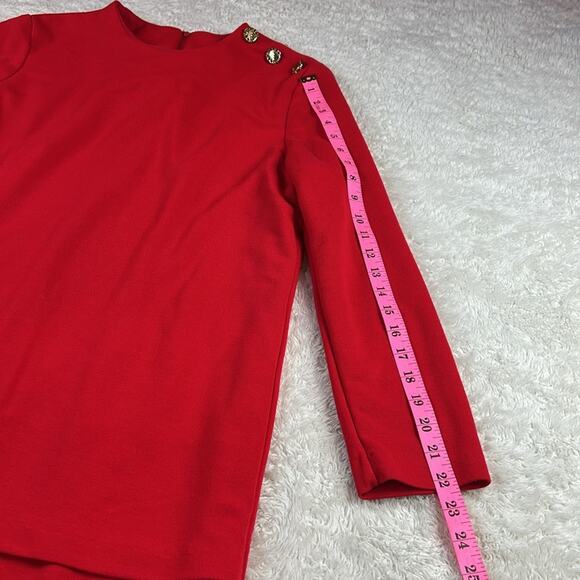 Vintage Halmode Petites long sleeved red midi dress, size 12p - Picture 4 of 8